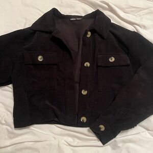 Black SHEIN corduroy cropped jacket